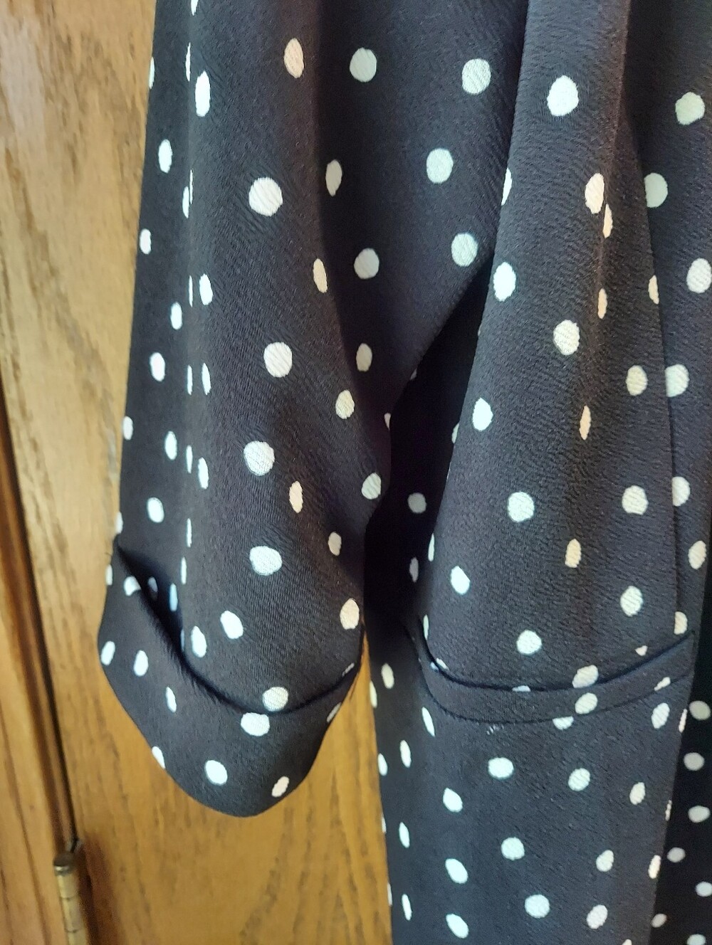 Maurices Polka Dot Open Front Blazer XXL Black White 3/4 Cuffed Sleeve Lightweig - Picture 5 of 9